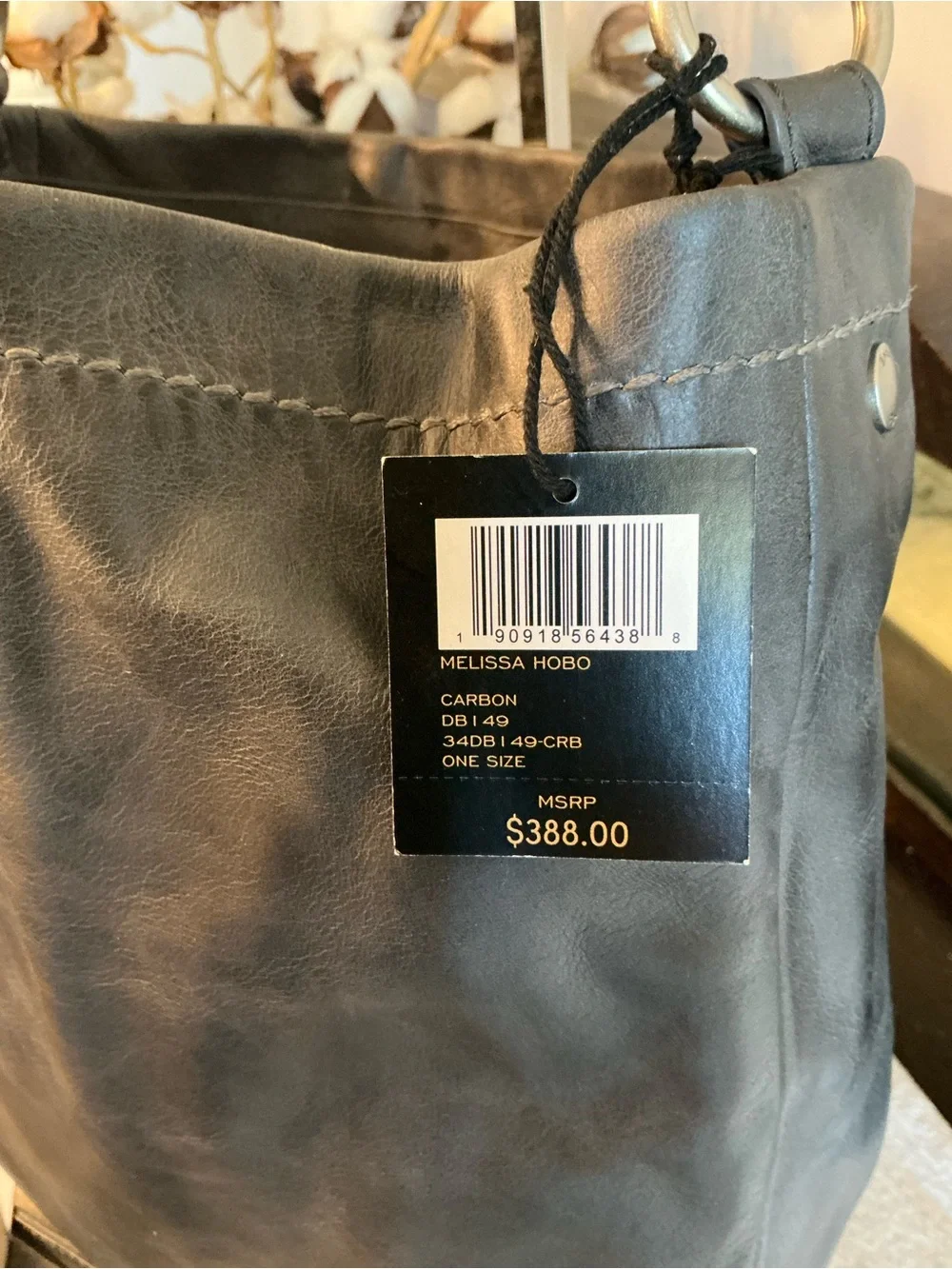 NWT Frye Melissa Leather Hobo Crossbody Shoulder Bag Carbon Gray MSRP $388 - Picture 5 of 12